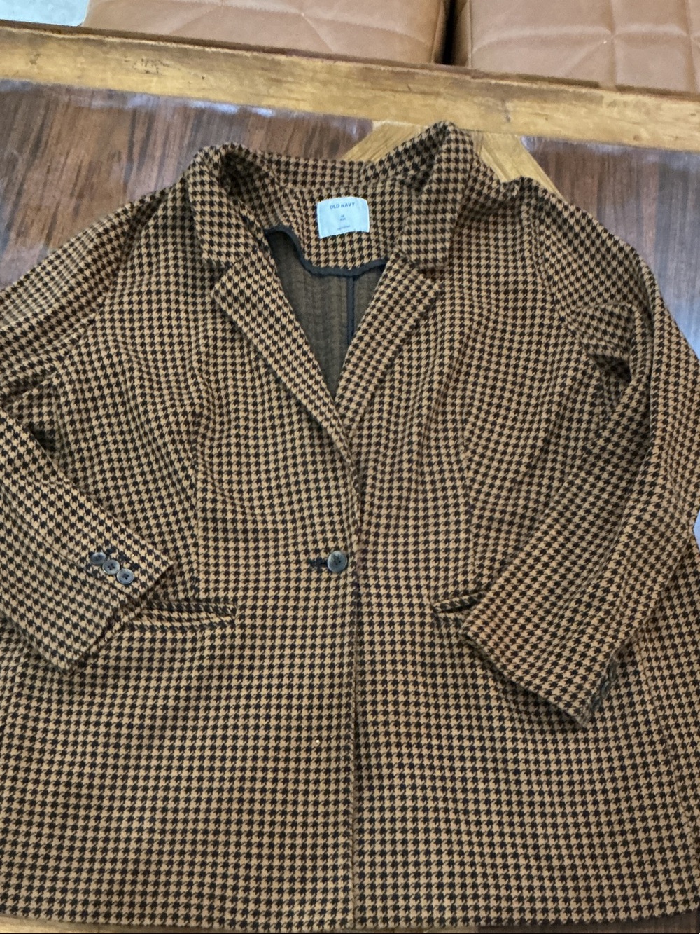 Plus size Women Old Navy Houndstooth Brown and Black Blazer Jacket